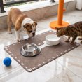 thumbnail image 4 of Pet Feeding Mat, 23.6inX15.7in Waterproof Quick-Dry Dog Cat Bowl Mat with Bone & Paw Print, Non-Slip, Brown, 4 of 6