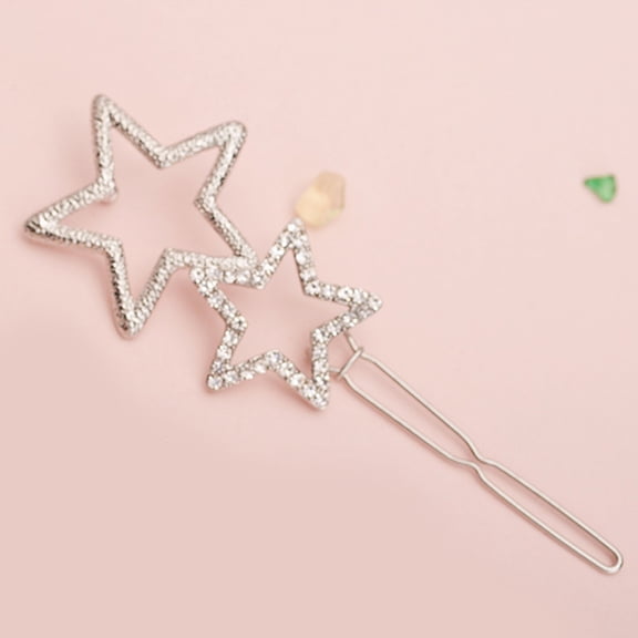 DRAFIDEEP 2-Pack Sparkling Star Hair Clips Metal Decorative Pins for Party, Daily Use, and Special Occasions