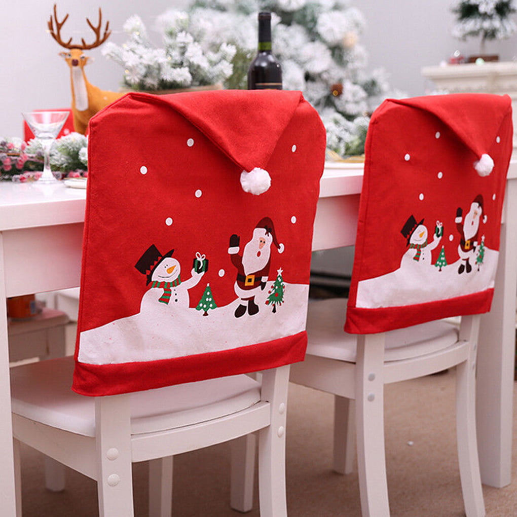Chair Covers Xmas Party Decoration Dining Christmas Decor Santa Claus Seat Cover 