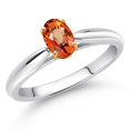 thumbnail image 2 of Gem Stone King 0.55 Ct Oval Orange Sapphire 10K White and Yellow Gold Solitaire Engagement Ring (Size 6), 2 of 4
