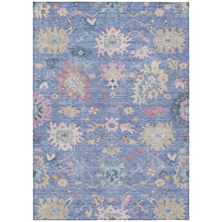 HomeRoots 605311 9 x 12 ft. Blue Pink & Ivory Floral Washable Indoor & Outdoor Rectangle Area Rug