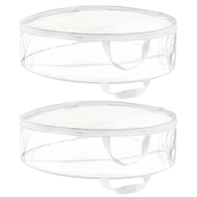 CSChome Sac de Rangement pour Guirlande avec Fenêtre Transparente Sac de Rangement Rond en PVC pour Couronne de Noël avec Poignée de Transport Facile