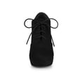 thumbnail image 2 of BLISSFUL STEP Women's Ankle Boots Faux Suede Chunky Heel Platform Lace - up Round Toe Dress Boots Black 8, 2 of 7