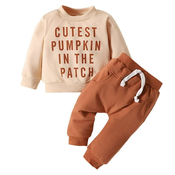 HCNTES Toddler Baby Boy Clothes Boy Outfit Long Sleeve Hoodie Sweatshirt Pant Fall Winter Clothes Set baby boy clothes 12 18 months(Beige,12-18 Months)