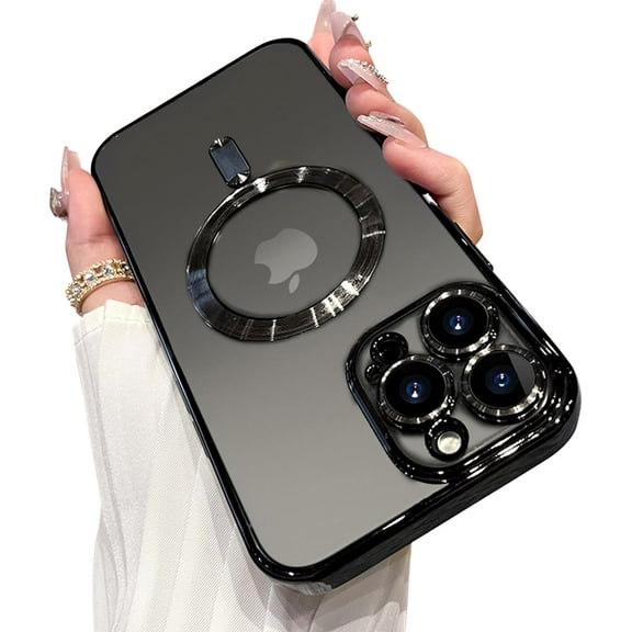 Phone Case Made for iPhone 14 Pro with Camera Lens Protector (Compatible with MagSafe) Anti-Scratch Shockproof Electroplated Slim Phone Cover for Women Men - Black