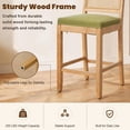 thumbnail image 5 of Bar Stools Set of 2, LEGAHOME 28" Bar Height Bar Stool, Farmhouse Linen Upholstered Bar Stool with Cane Back, Wood Bar Chairs for Kitchen Island Dining Room, Suitable for 40"-42" Table, Green, 5 of 7