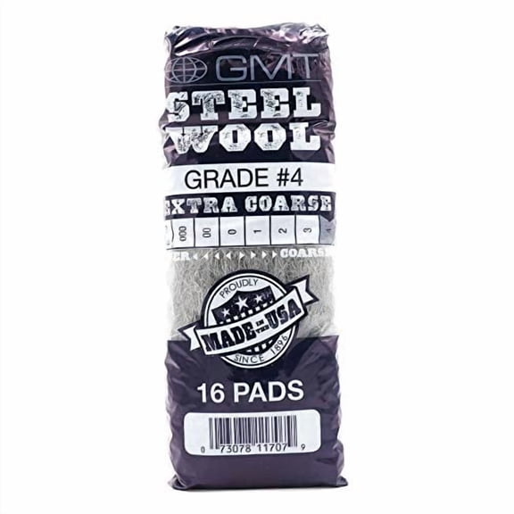 GMT Steel Wool #4 Coarsest Grade Hand Pads; Pack of 16 Pads (117007)