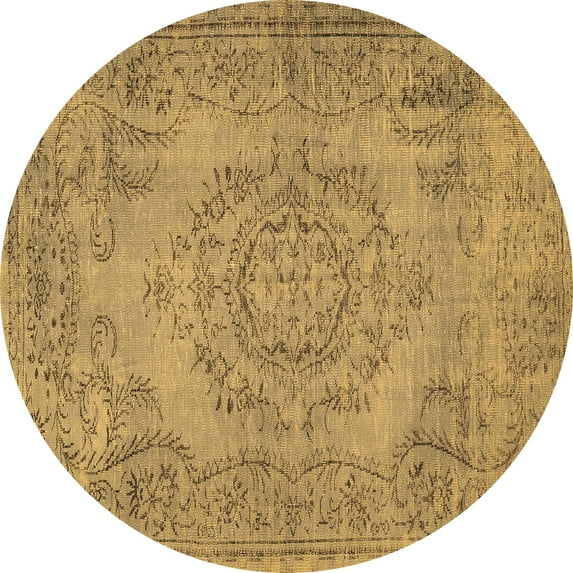 Ahgly Company Indoor Round Abstract Brown Contemporary Area Rugs, 5' Round
