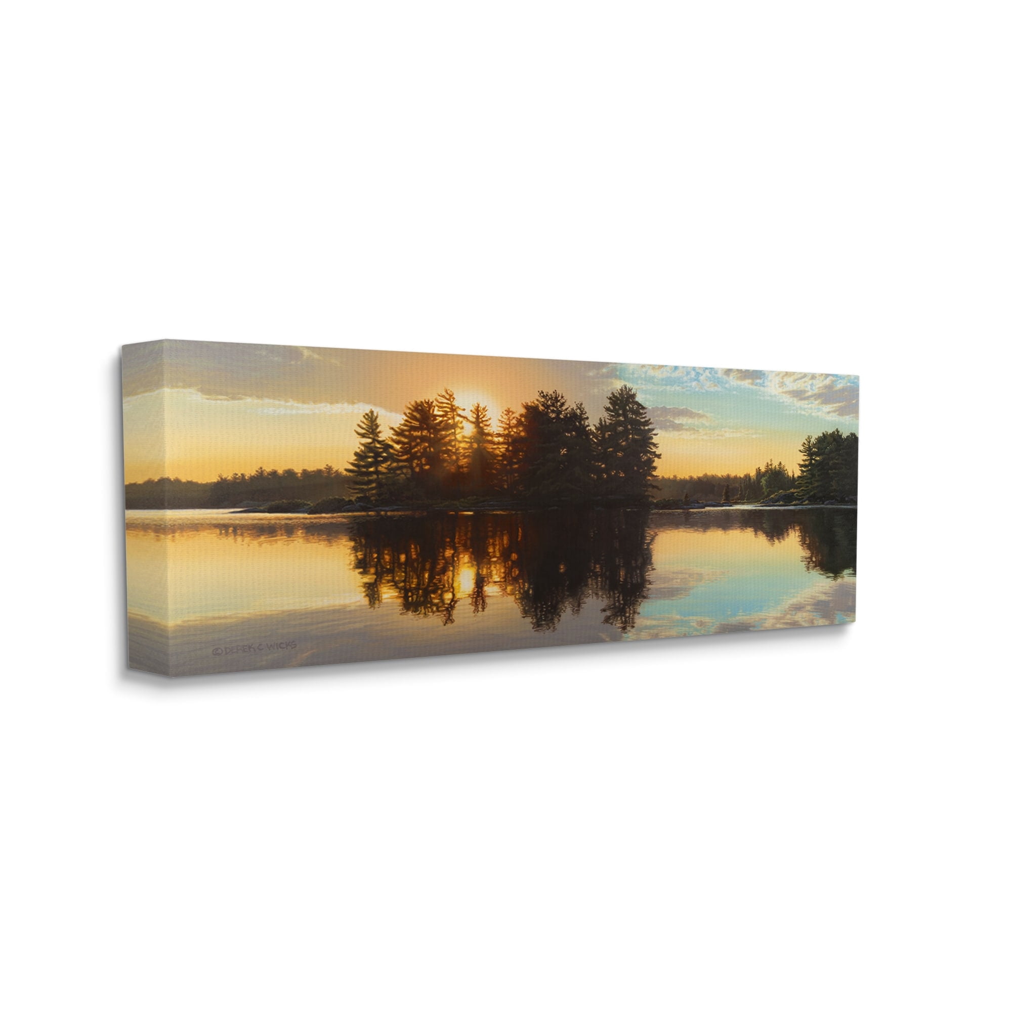 Stupell Industries Island Lake Landscape Sunset Landscape Photography Gallery Wrapped Canvas Print Wall Art