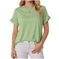 thumbnail image 7 of TTUHYWXI Womens Oversized T Shirts Crewneck Short Sleeve Summer Athletic Tees Shirt Loose Fit Y2K Tops (Light Green, XL), 7 of 7