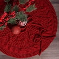 thumbnail image 5 of EWASWON Christmas Red Cable Knit Christmas Tree Skirt - 18 Inch, for Small/Pencil Trees, with Ties, Soft Reusable Holiday Decor, 5 of 6