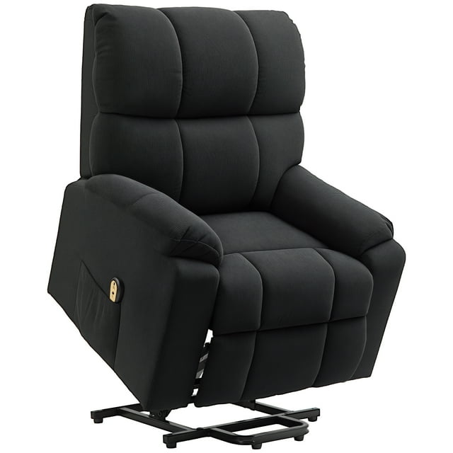 HOMCOM Fauteuil Releveur, Fauteuil Inclinable Électrique avec Pochette Latérale, Télécommande, Noir