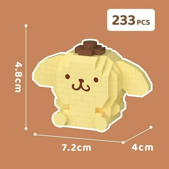 new Hello Kitty Small Building Block Melody Cinnamoroll Pom Pom Purin Assembled Model Brick Toy Girl Cute Kids Educational Gifts
