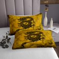 thumbnail image 3 of Erosebridal Magical Dragon Quilt Sets for Twin Size Bed, Black Gold Bed Set, Japanese Style Decor 2pcs, 3 of 5