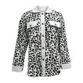 thumbnail image 5 of Azrian Clearance Tops Plus Size Women's New Leopard Print Button Long Sleeve Jacket Shirt Coat, 5 of 5