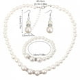 thumbnail image 6 of Bouanq Pearl Necklace and Earring Set Simulated Shell Pearls Round White Silver Pearl Stud Earrings Bracelets Wedding Jewelry Sets for Bride Bridesmaid Women Necklaces for Women, 6 of 7