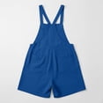 thumbnail image 2 of APEXFWDT Women's Summer Linen Cotton Short Jumpsuits Sleeveless Loose Wide Leg Overall Shorts Romper with Pockets,XL,Blue, 2 of 8