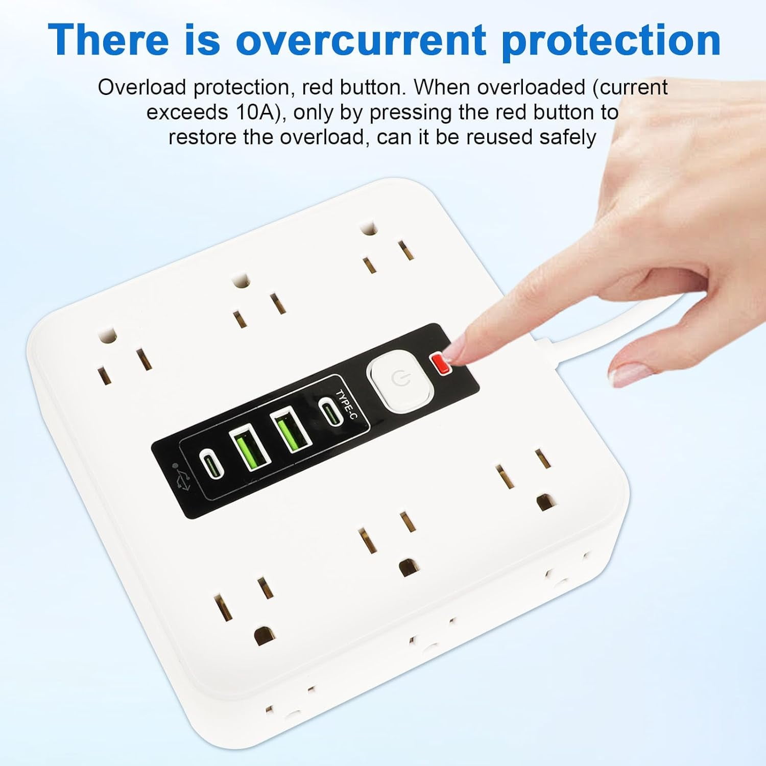 16-in-1 Power Strip with Switch & Surge Protection, 6.5FT Flat Plug Power Strip Surge Protector with 12 Outlets 2 USB & 2 Type-C Ports for Home Office