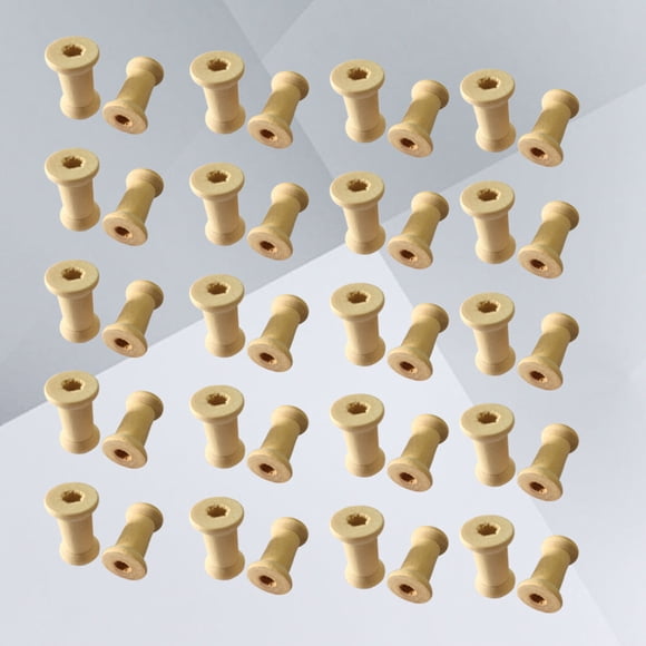 OULII 60Pcs Craft Spools Unfinished Wood Spools for Stacking DIY Projects Crafters