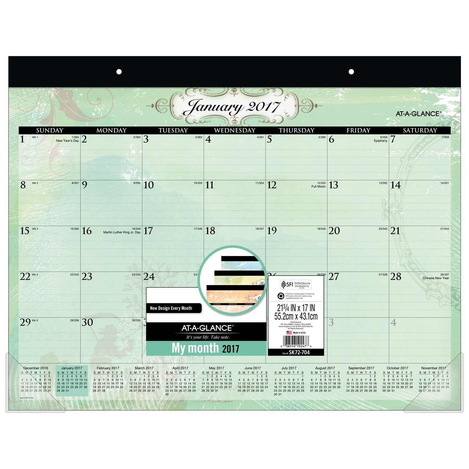 At a glance desk pad calendar 2017 monthly 21 3 4 x 17 poetica 