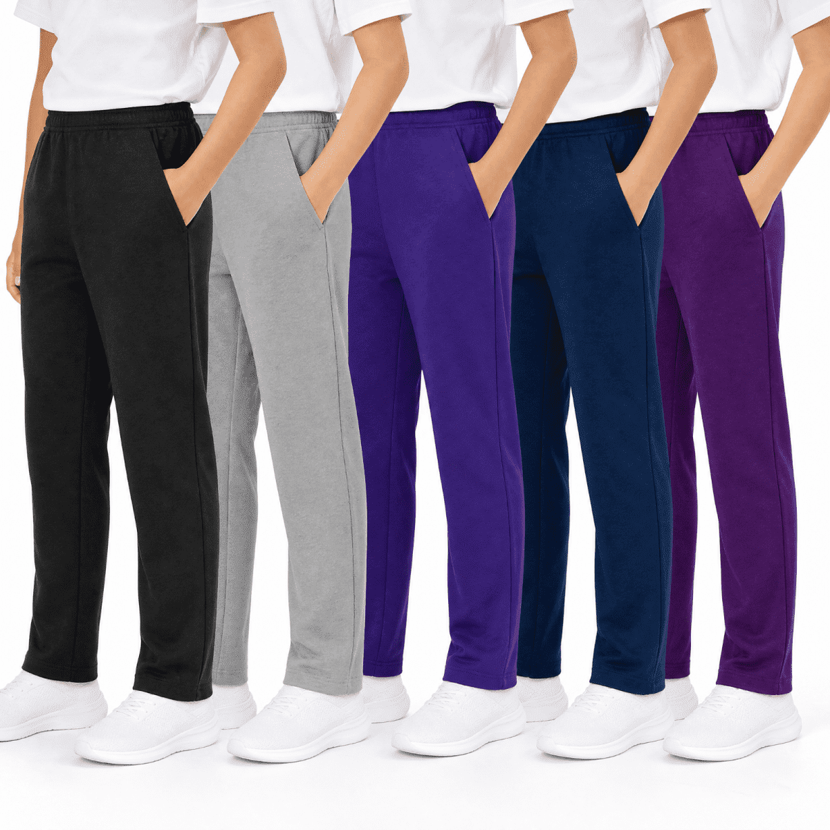 Girls Sweatpants Toddler 5 Pack Straight Leg Jogger Pants with Pockets kids Clothes 2T-16
