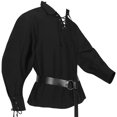 thumbnail image 4 of Medieval Lace Up, Shirt Belt Renaissance, Pirate Top Long, Sleeve Historical, Medieval Lace Up Shirt With Belt Renaissance Pirate Top Long Sleeve Historical Costume for Costume Party, Black L, 4 of 8