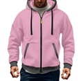 thumbnail image 2 of UVEASISHA Athletic Jackets for Men Full Zip Hooded Sweatshirt Jacket Contrast Trim Casual Zip Up Hoodies Comfy Casual Fall Fashion Jackets with Pocket Pink S, 2 of 6
