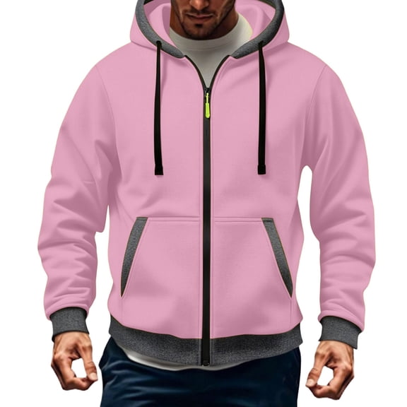 Xdegoge Full Zip Hooded Sweatshirts for Men Color Block Lightweight Athletic Jackets Casual Long Sleeve Activewear Gym Workout Track Tops with Pockets
