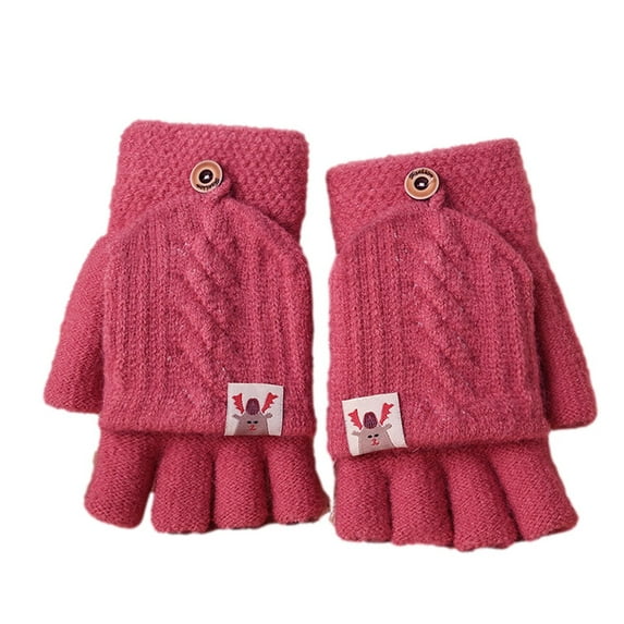 Fridja Children Kids Winter Warm Knitted Convertible Flip Top Fingerless Mittens Gloves 3-6 Years Old