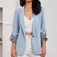 thumbnail image 1 of Puntoco Mujer Traje de negocios Color sólido Costura Raya Manga larga Bolsillo Cardigan Abrigo superior Puntoco Puntoco-1, 1 of 9
