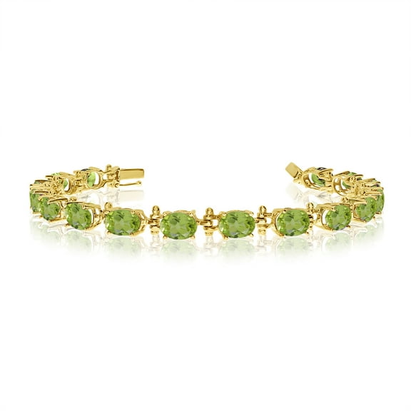 14K Yellow Gold Oval Peridot Tennis Bracelet