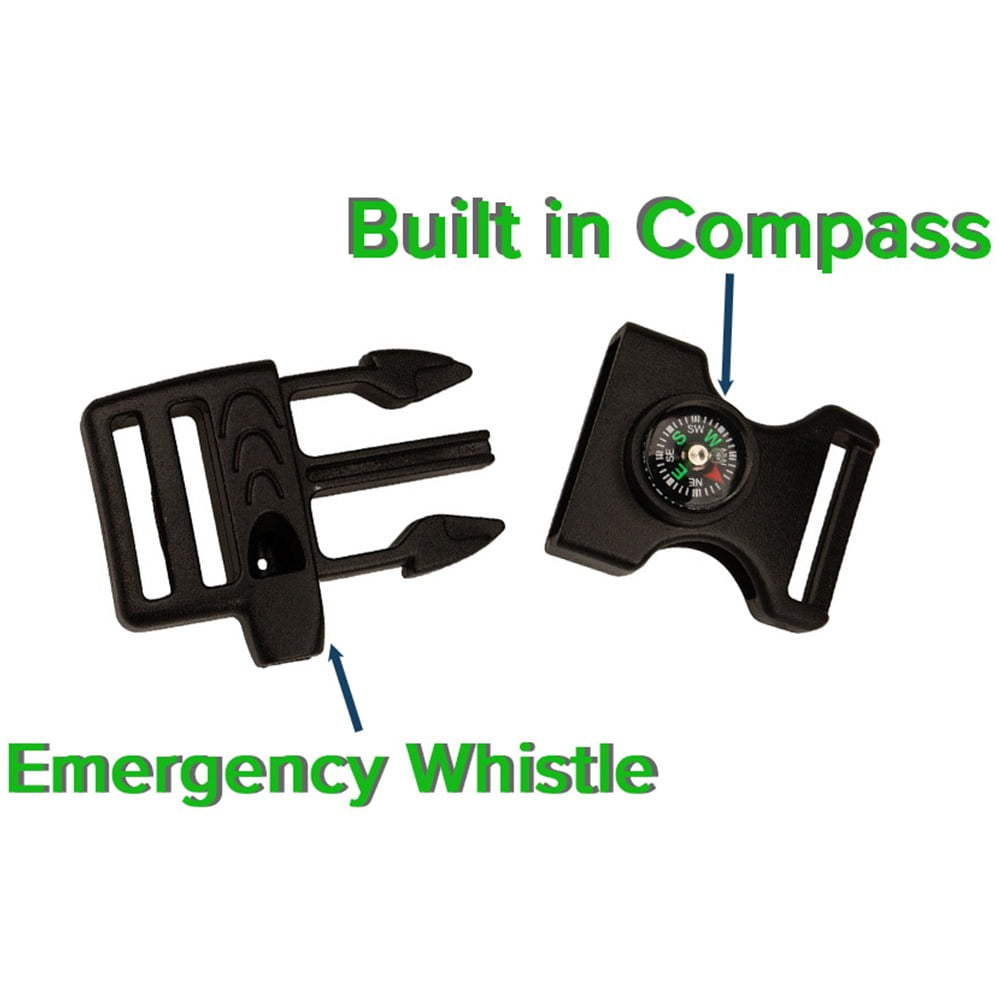 Paracord Planet 3/4" Survival Multitool Buckle – Built in Whistle and Compass – Perfect for Camping & Hiking – 100 Pack
