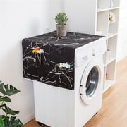 Fridge Dust Cover Washer And Dryer Top Cover Refrigerator Dust Proof Cover with Storage Pockets, 55x130cm/22x51Inch Marble Pattern (Only refrigerator dust cover)