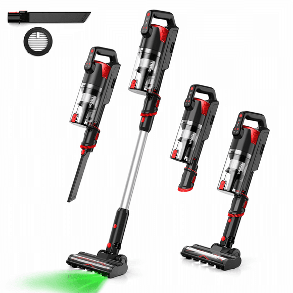 WHALLULTRA Rechargeable Cordless Stick Vacuum, Powerful Suction with 45min Battery Life, Ideal for Home/Carpet/Floor