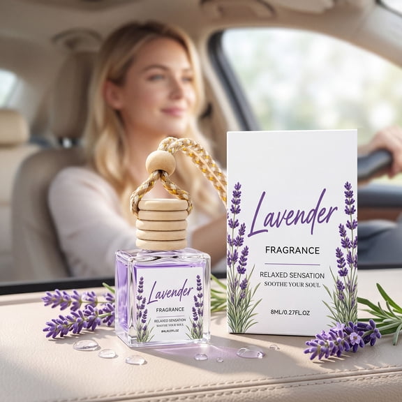 Car Air Freshener Diffuser, Wooden Cap Hanging Pendant, Natural Fragrance for Auto Vehicle Interior Home Closet, 0.27 fl oz
