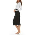 thumbnail image 4 of Ribbed Midi Skirt For Women By BGDK- Bodycon Pencil Skirt With Elastic Waist- Comfortable Stretchy Below The Knee Skirt - High Waist Fitted Skirt For Work, Office, Business, Church navy x small, 4 of 5