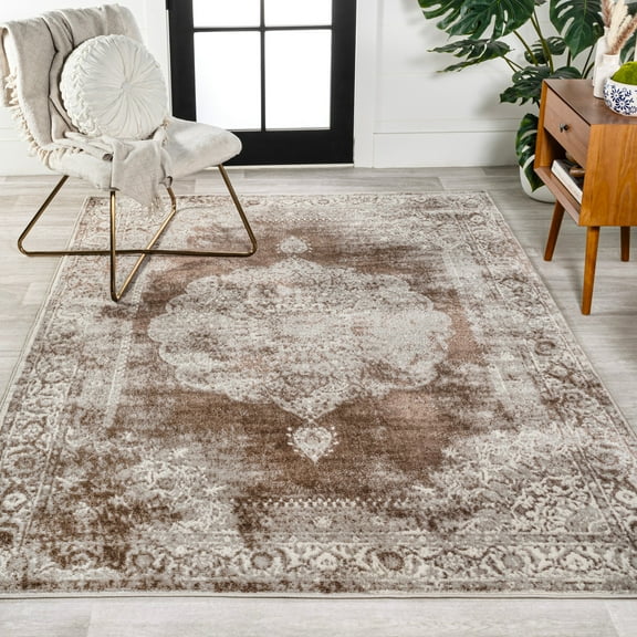 JONATHAN Y MODERN PERSIAN Rosalia Cottage Medallion Area Rug, 3 x 5, Cream/Brown