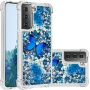 COTDINFOR Compatible with Samsung Galaxy S21 Case Glitter for Girls Women Cute Liquid Floating Quicksand Shockproof