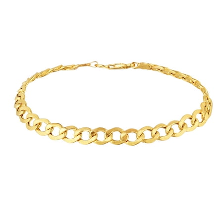 10K Yellow Gold Polish 6.10mm Lite Curb Chain With Lobster Clasp 8.00in