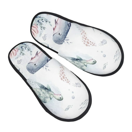 

Bingfone Sea Animals House Slippers For Women Men With Soft Rubber Sole Slip On For Indoor/Outdoor-Large