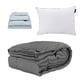 thumbnail image 1 of Edredón Individual Homy Gris + Sábanas Softy Platino + Almohada One, 1 of 7
