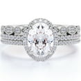thumbnail image 1 of JeenMata Unique 2 Carat Real Moissanite Wedding Trio Ring Set with Engagement Ring and 2 Wedding Bands in 18k Gold Plating for Women, 1 of 6