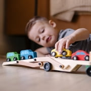 Melissa & Doug Car Carrier Truck and Cars Wooden Toy Set With 1 Truck and 4 Cars