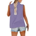 thumbnail image 5 of Uooqdmx Linen Button Down Shirt Women, Gauze Tops for Women, Sleeveless Tops for Women, Sleeveless Collared Tops Oversized Up Blouses Work Shirts, Summer Shirts for Women, Purple 5XL, 5 of 10