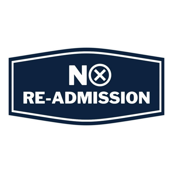 Signs ByLITA Fancy No Re-Admission Sign (Navy Blue / White) - Large