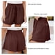 thumbnail image 4 of Pantalones cortos de pierna ancha para mujer, pantalones cortos de verano transpirables de Color puro con cintura alta elástica con cordón, 4 of 5