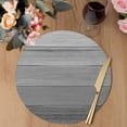 thumbnail image 3 of Grey Ombre Wooden Round 15 Inch Placemats Set of 2, Farmhouse Retro Gray Wood Gradient HeatResistant Non Slip Place Mats for Dining Table, Wipeable Braided Kitchen Table Mats for Housewarming, 3 of 9