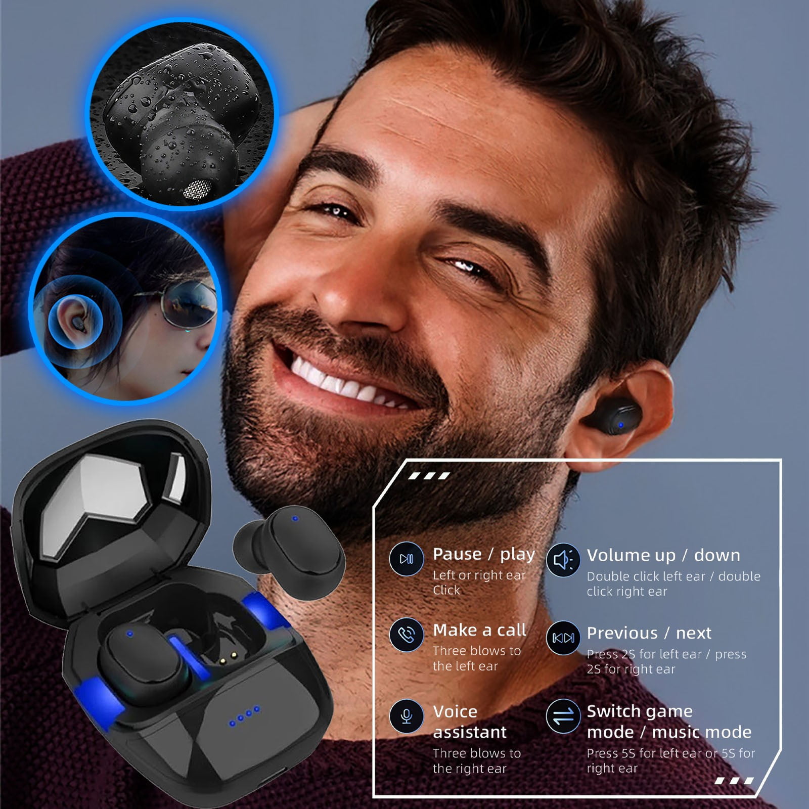 G6S Wireless Bluetooth Compatible Inear Headset S Delay Continuous