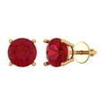 thumbnail image 2 of 4 Ct Round Cut Studs Red Ruby 18K Yellow Solid Solid Gold Everyday Dainty Earrings Screw Back, 2 of 7