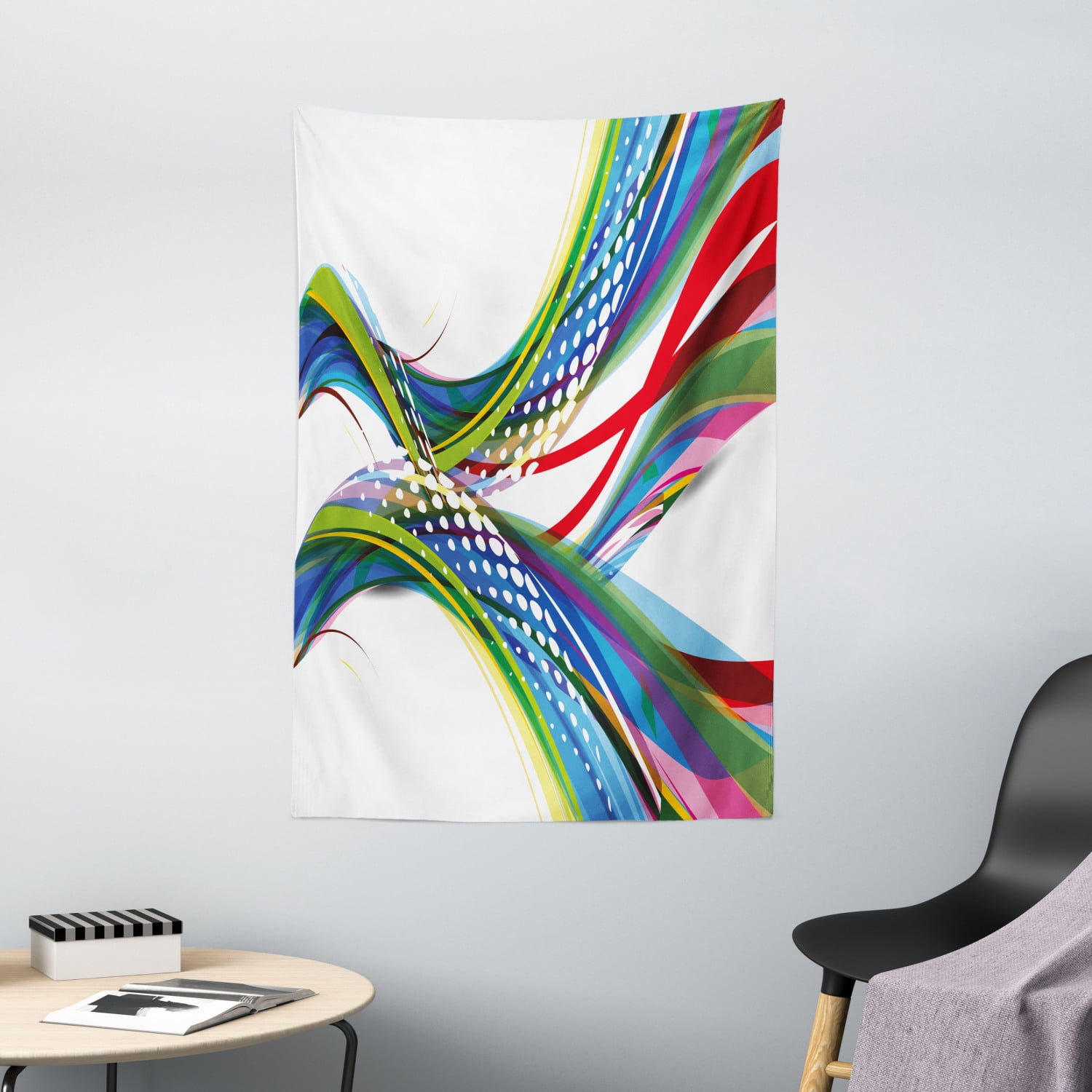 Colorful Tapestry, Active Sports Inspired Digital Wave Like Abstract